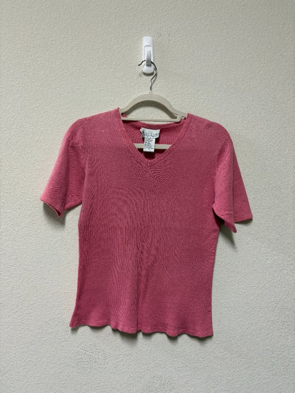 Vintage Miss Dorby Petites Dainty Beaded Pink Linen Blend Knit Top 8P
